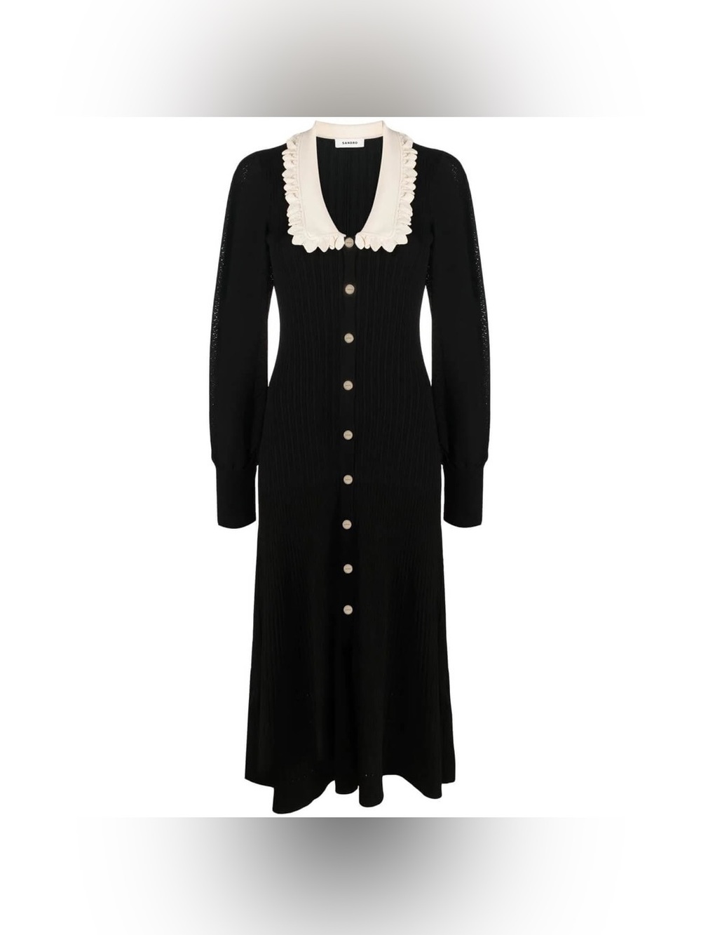 Sandro Dorothy Puff-Sleeve Knitted Midi Dress (NWOT)